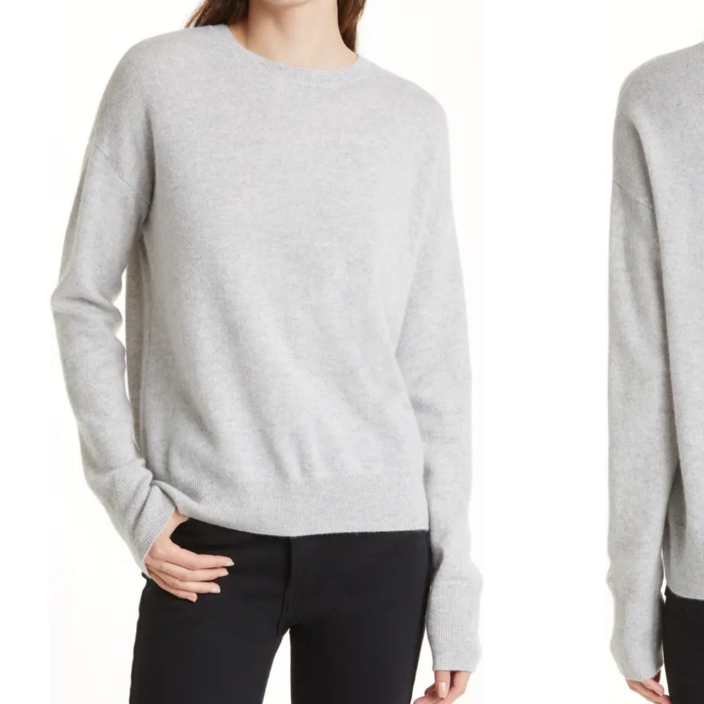 Nordstrom Signature Cashmere Crewneck Pullover Grey Light Heather